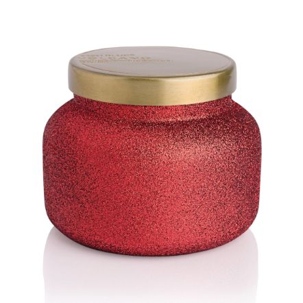 Capri BLUE Red Glitter Candle 19 oz (Volcano)