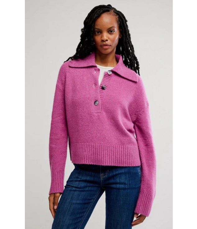 Free People Trading Up Polo (Magenta Haze)