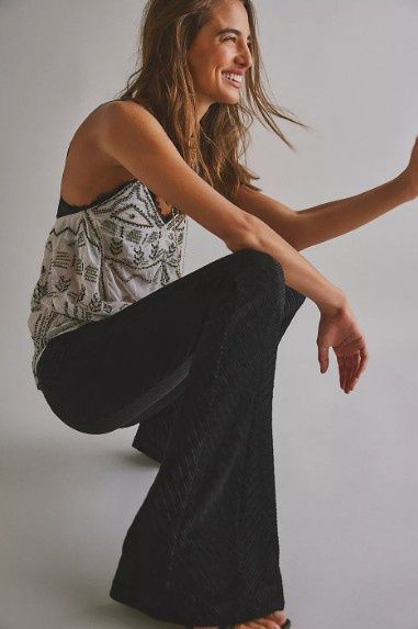 Free People Penny Pull On Velvet Pant (Black)