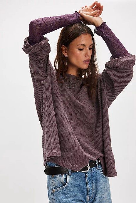 Free People We The Free Dawson Pocket Thermal (Chocolate Grape)