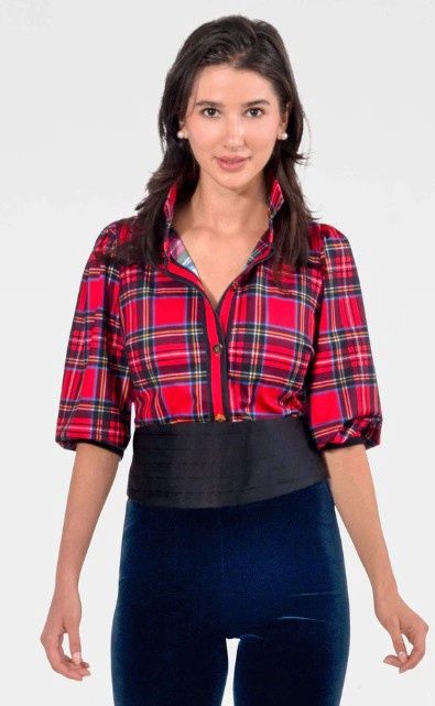 Gretchen Scott Puff Sleeve Top - Duke of York Stewart Plaid