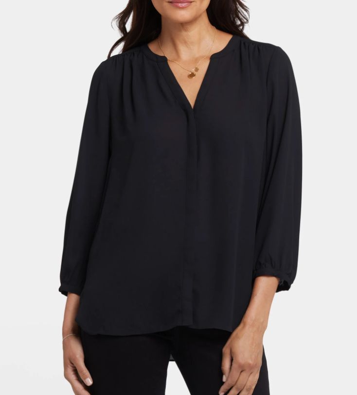 NYDJ Pintuck Blouse (Black)