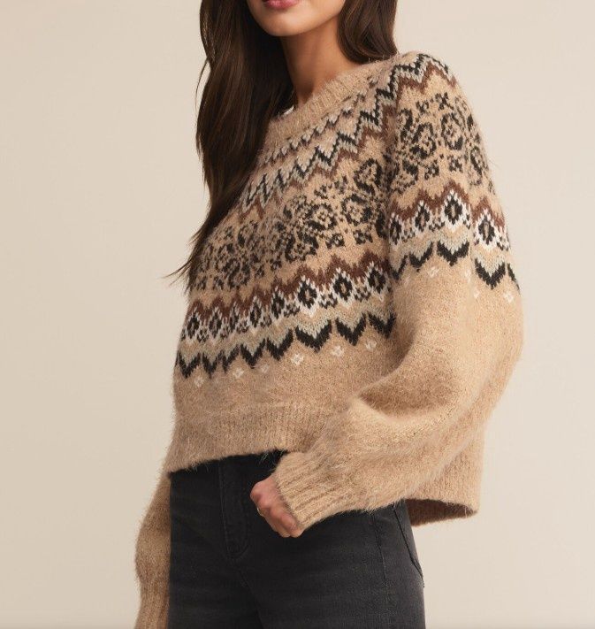 Z Supply Kenaby Fair Isle Sweater Oatmeal Heather