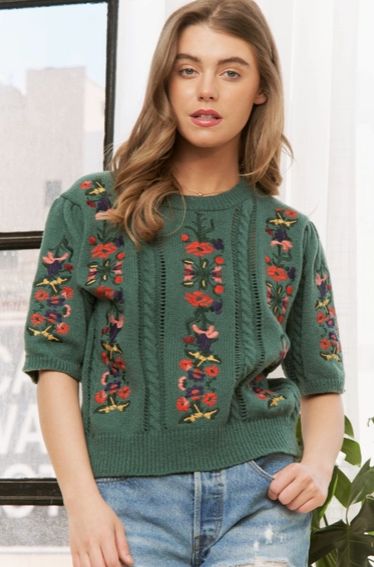 Floral Embroidery Sweater