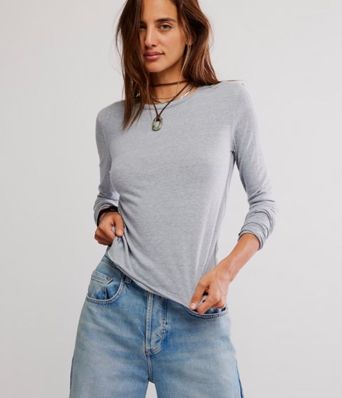 Free People Nova Tee LS Greyhound