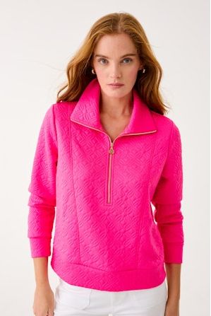 Lilly Puiltzer Eleni Pulloverm (Sun Shell Pink Butterfly Quilted Knit)