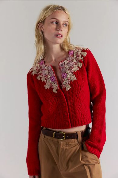 Free People PIxie Cardi Red