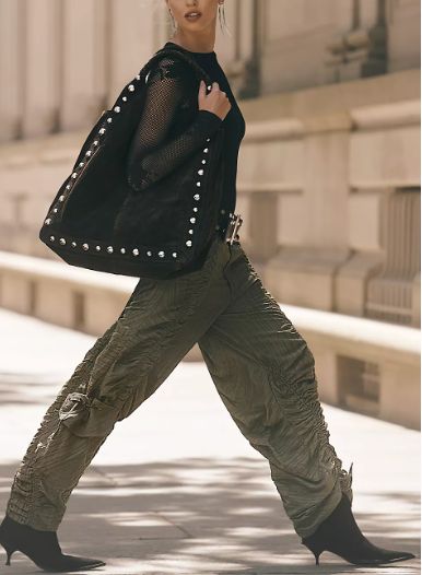 Free People Scorpio Shirred Mid-Rise Cargo Pants (Lichen)