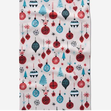 Geometry Embroidered Ornaments Tea Towel