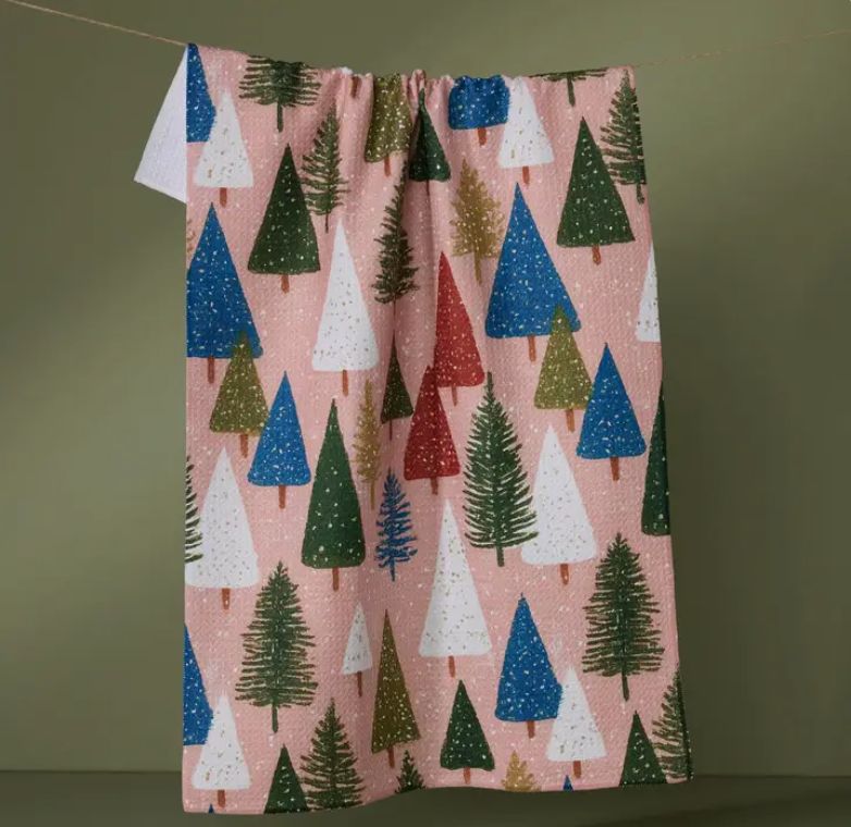 Geometry Snow Drifts Pines Tea Towel