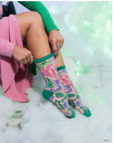 Sock Candy Wicked For Good Floral Sheer Crew Sock