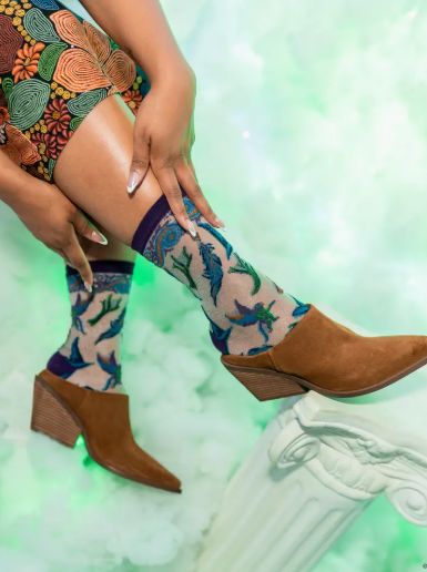 Sock Candy Wicked Elphaba&#39;s Power Shimmer Sheer Crew Sock