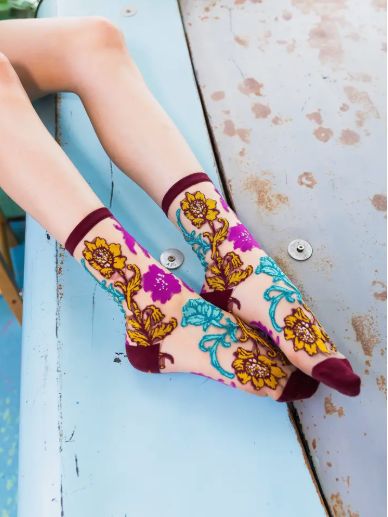 Sock Candy Gem Garden Sheer Crew Sock