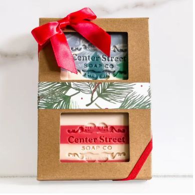 Center Street Soap Co. Candy Cane &amp; Alpine Handmade Christmas Soap Gift Box