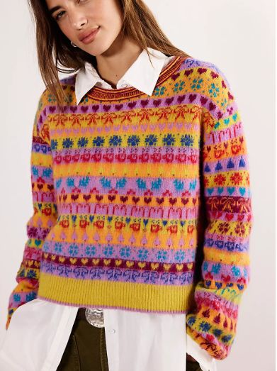 Free People Favorite Things Sweater Bright Confetti Combo
