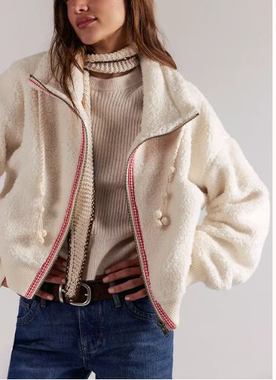 Free People Alpine Sherpa Jacket White Swan