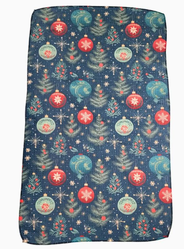 Driftless Studios Christmas Ornament Patterned Waffle Kitchen Tea Towel