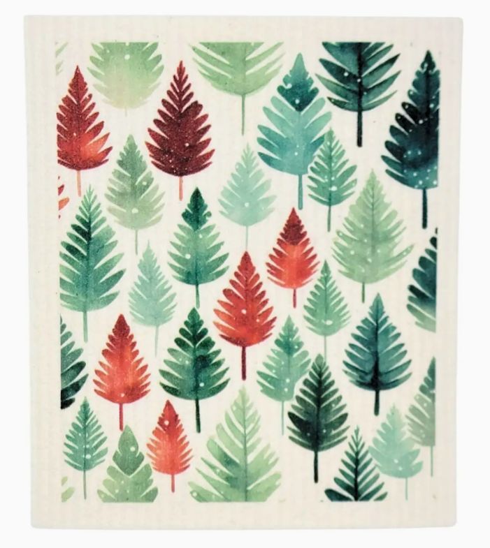 Driftless Studios Christmas Tree Watercolor Swedish Dishcloth