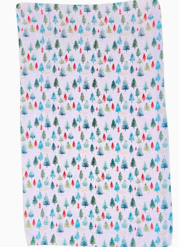 Driftless Studios Watercolor Christmas Tree Decor Kitchen Waffle Tea Towel