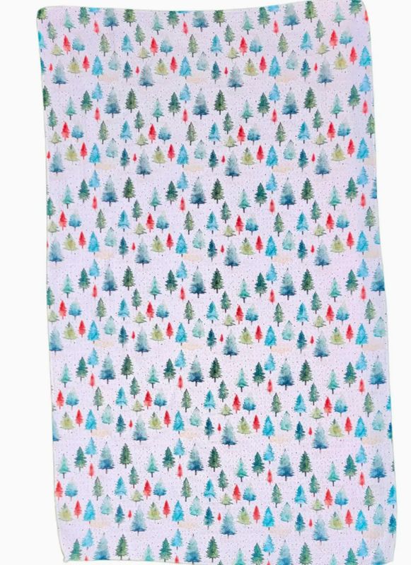 Driftless Studios Watercolor Christmas Tree Decor Kitchen Waffle Tea Towel
