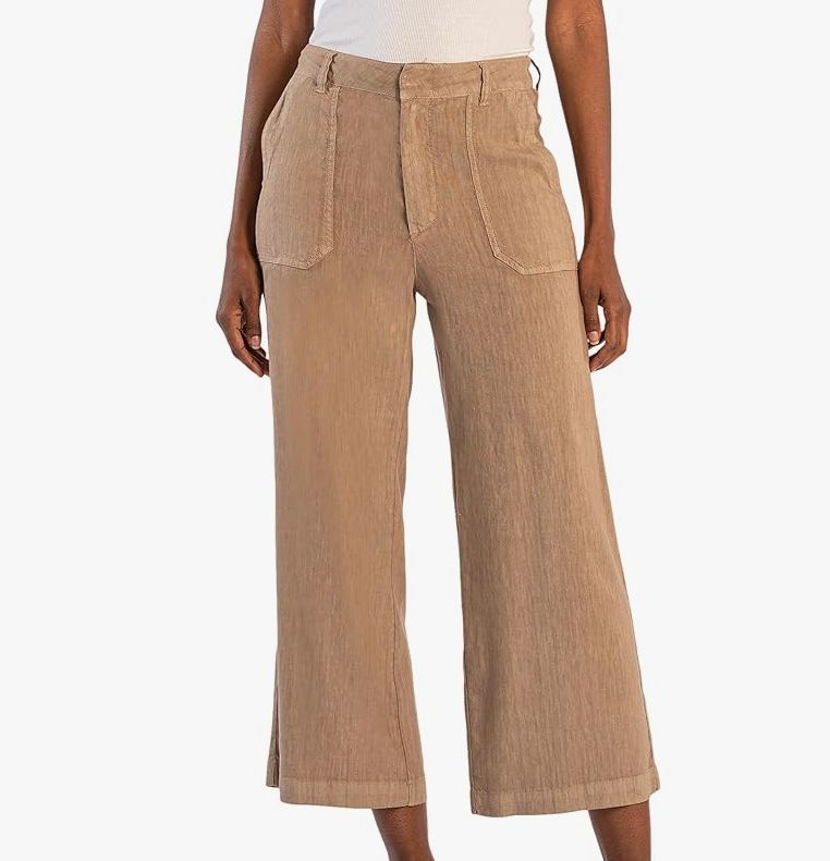 KUT from the Kloth Topaz Linen Wide Leg Khaki