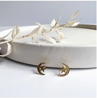 Natalie Clare Moon and Star Stud Earrings
