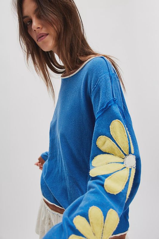 Free People You're A Flower Tee (Navy Combo)