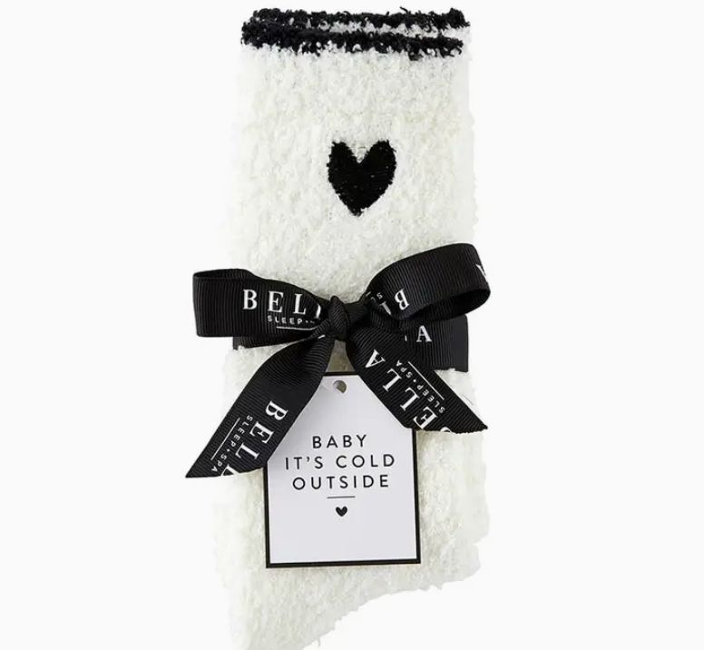 Bella Sleep Cozy Socks - Black Trim + Black Heart