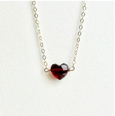 Garnet Heart Necklace
