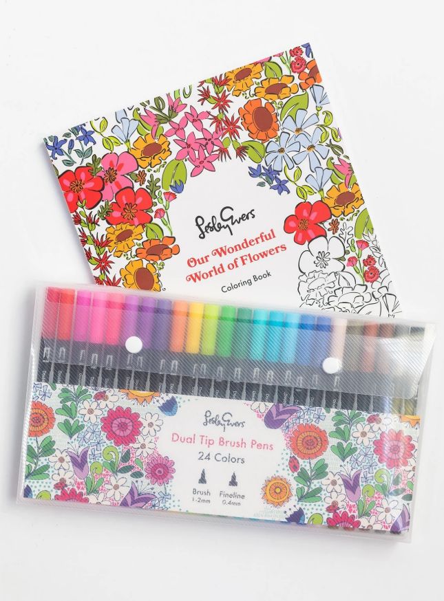 Lesley Evers Coloring Book with 24 Pack Pen Set