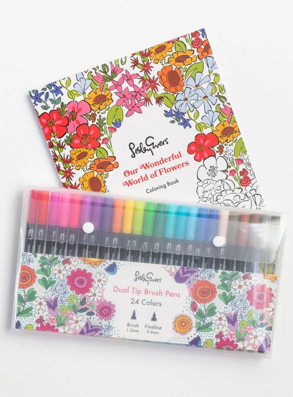 Lesley Evers Coloring Book with 24 Pack Pen Set