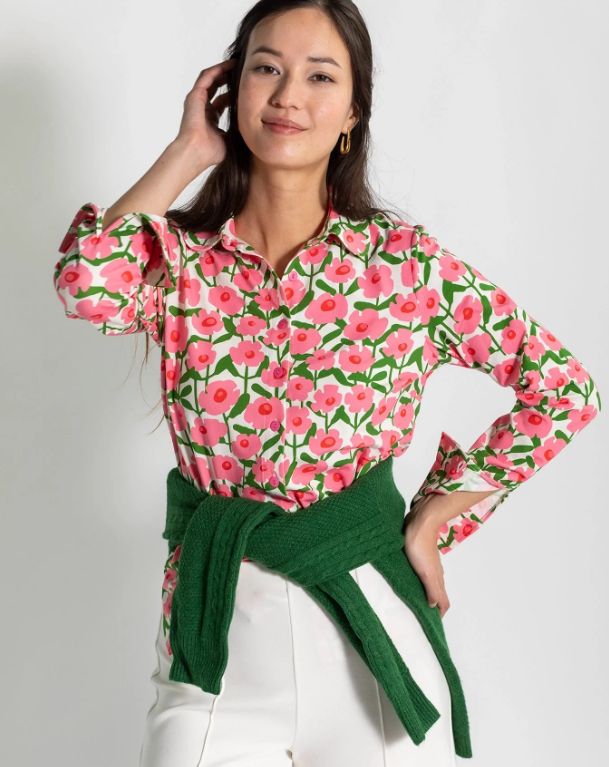Lesley Evers Alice Blouse Mod Blossoms Pink