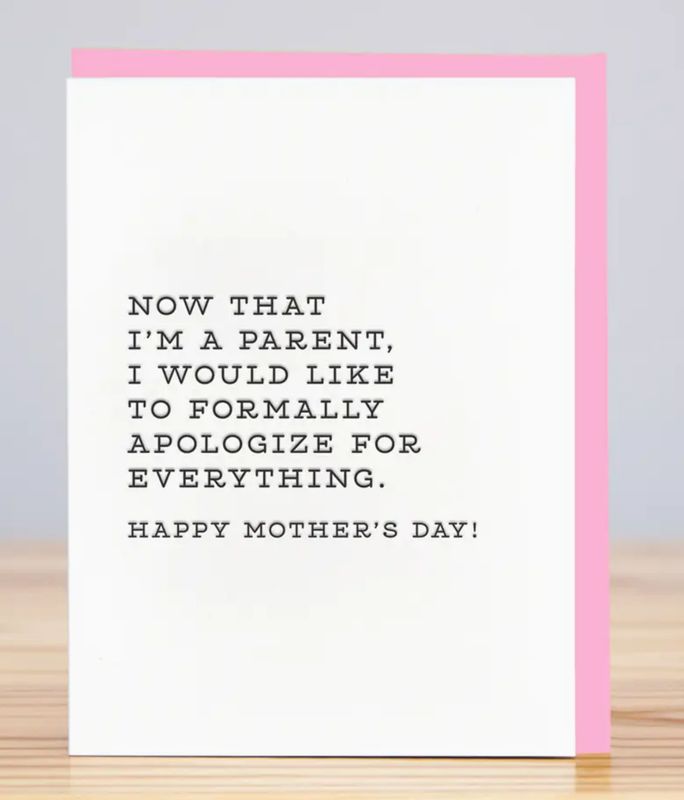 Huckleberry Letterpress Formally Apologize Mother's Day Card