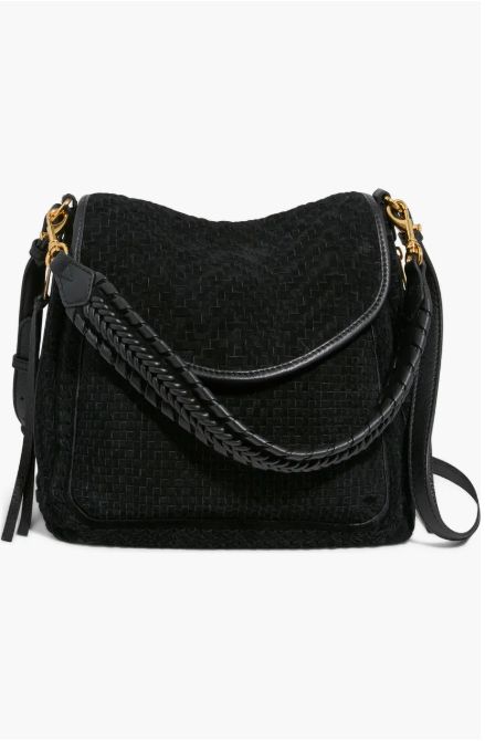 Aimee Kestenberg All For Love Woven Convertible Shoulder Bag Black Woven Suede