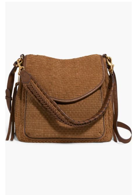 Aimee Kestenberg All For Love Woven Convertible Shoulder Bag Coffee Woven Suede