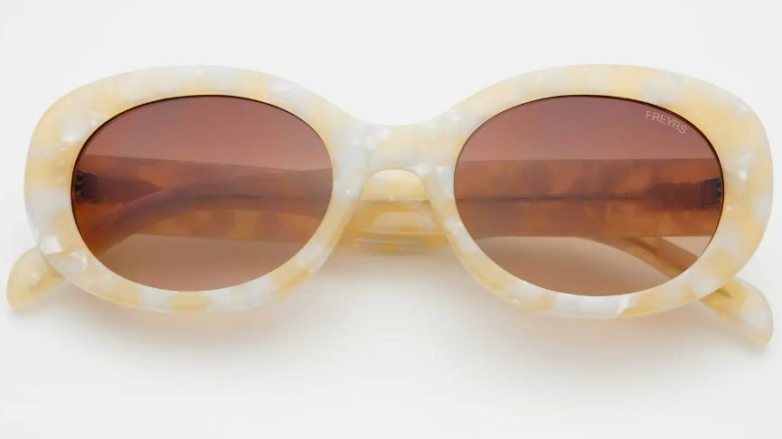 FREYRS Aria Acetate Oval Sunglasses (Light Pearl)