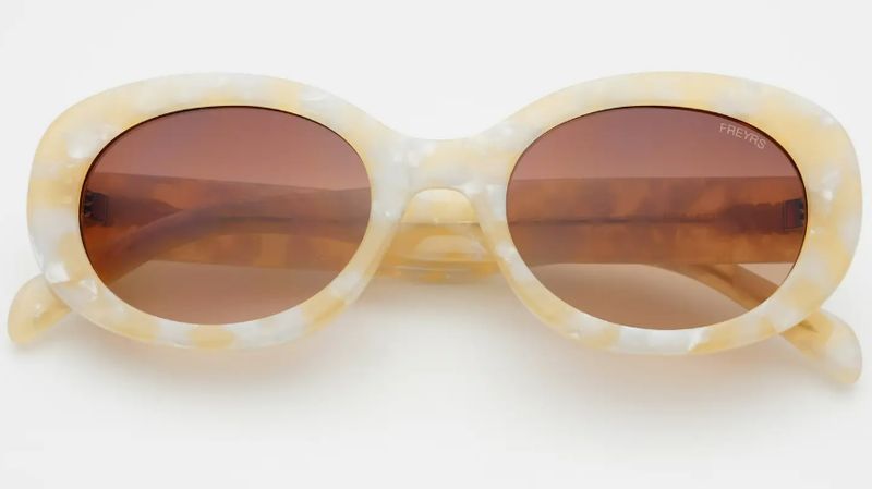 FREYRS Aria Acetate Oval Sunglasses (Light Pearl)