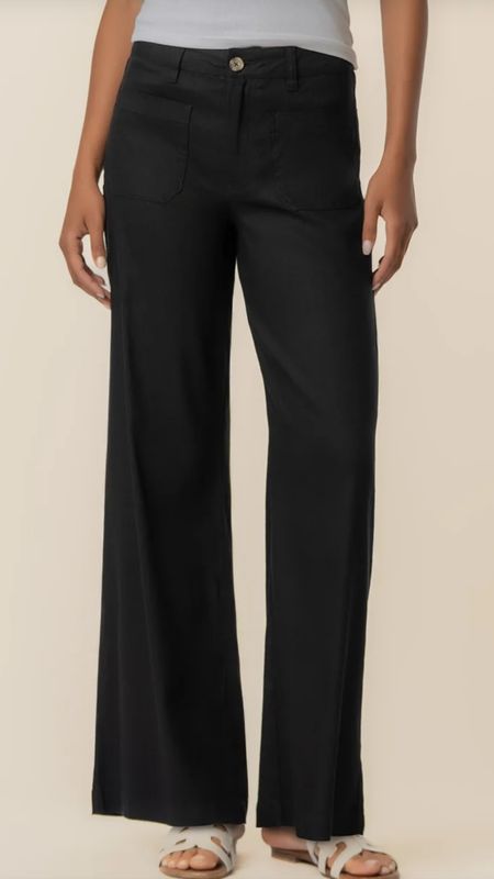 Kut from the Kloth Meg Linen High Rise Wide Leg (Black)