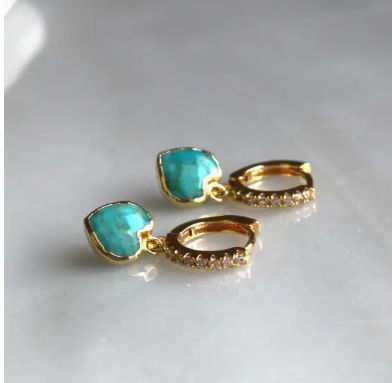 The Silver Wren Turquoise Cz Huggie Hoops