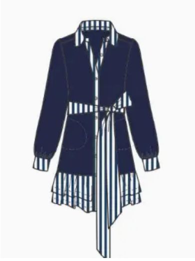 Escapada Living Long-Sleeve Combo Printed Button-Up Ruffle Camille Dress