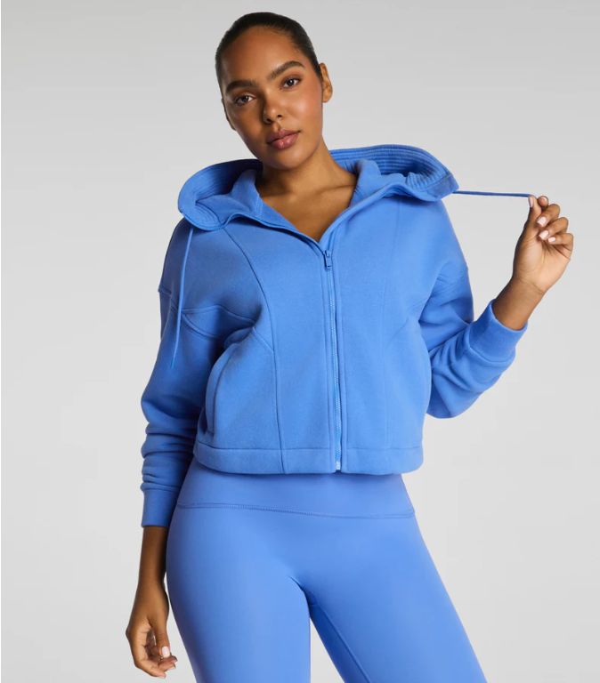 SPANX® BoostUp Cotton Fleece Full Zip Hoodie (Aster)