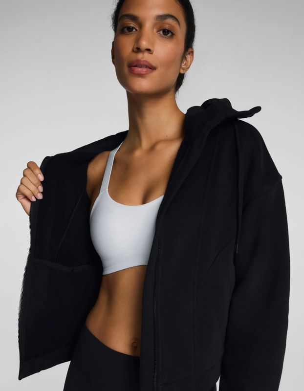 SPANX® BoostUp Cotton Fleece Full Zip Hoodie (Very Black)
