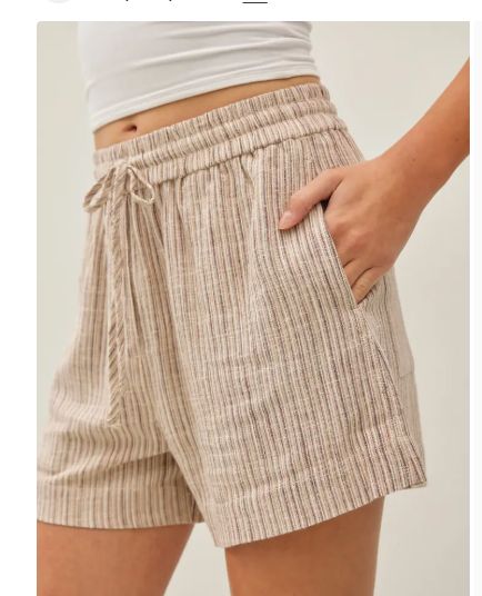 Linen Blend Striped Pull On Shorts