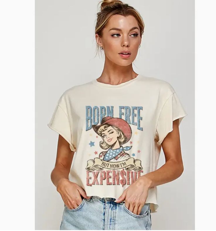 Born Free But Now I Am Expenship Vintage Graphic Crop Top