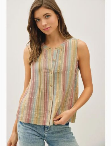 Striped Gauze Top (Terracotta)
