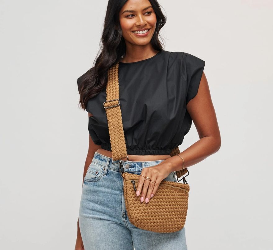 Sol and Selene Ethereal Woven Neoprene Crossbody Bag (Sand)