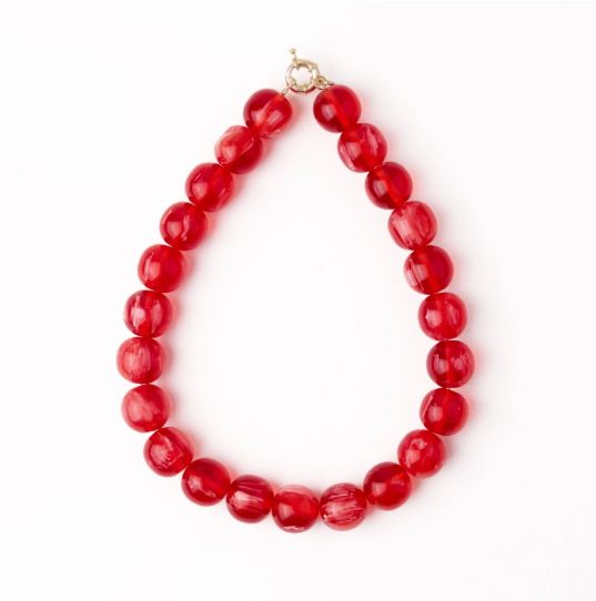 Ink + Alloy Iris Large Resin Bead Necklace Red