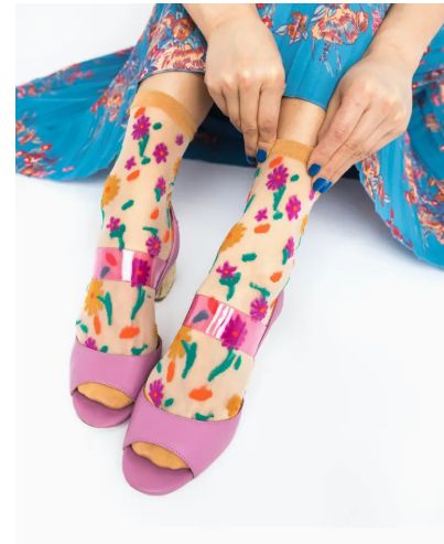 Sock Candy Ditsy Floral Sheer Crew Sock
