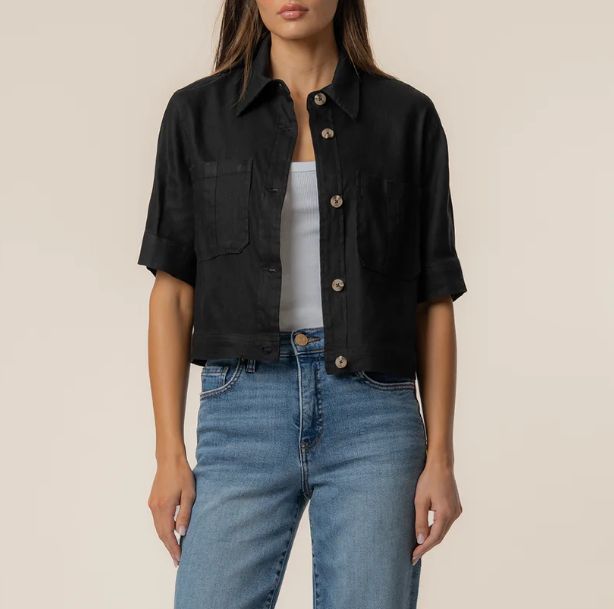 KUT from the Kloth Finly Linen Jacket in Black
