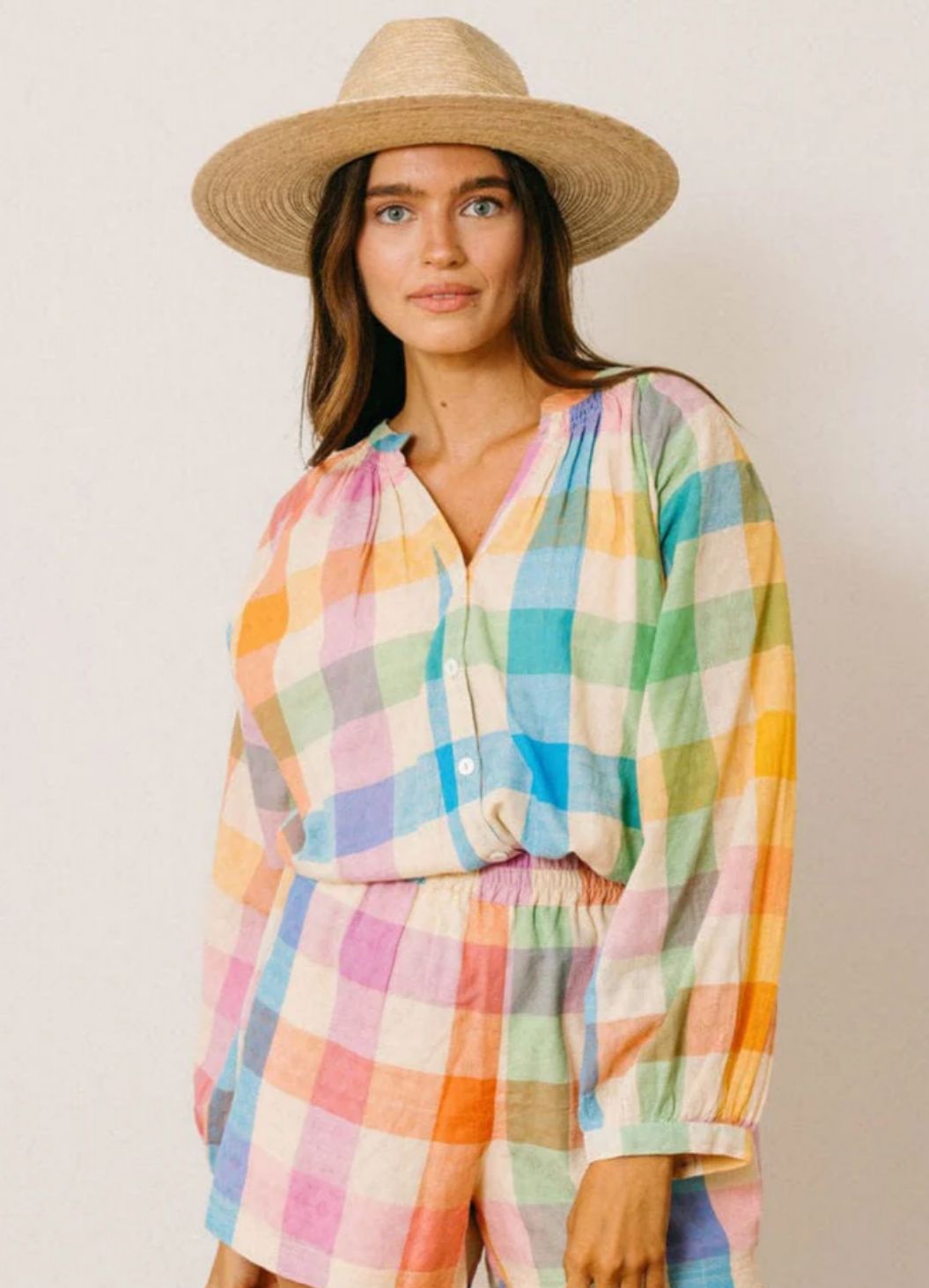 Sunshine Tienda Rainbow Plaid Lucia Top